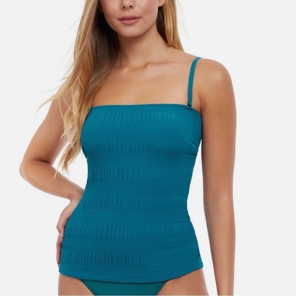 NWT Profile by Gottex Shirred Bandeau Bikini Top in Tesl - Picture 1 of 6